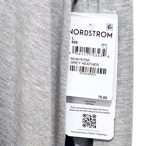 Nordstrom Moonlight Eco Knit Pajama Set — Heather Gray — NWT — Size L - Picture 4 of 13